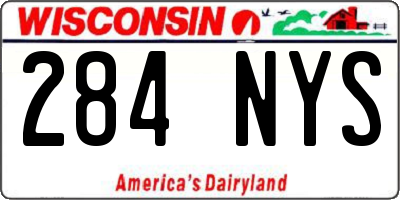 WI license plate 284NYS