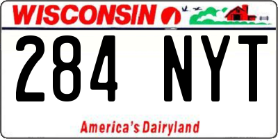 WI license plate 284NYT