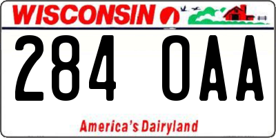 WI license plate 284OAA