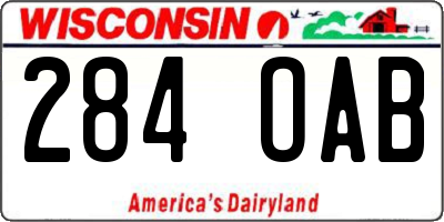 WI license plate 284OAB
