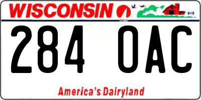 WI license plate 284OAC