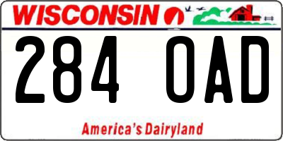 WI license plate 284OAD