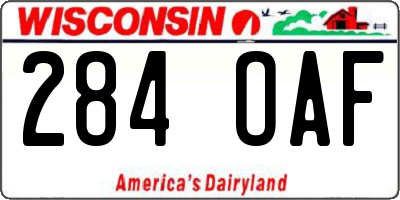 WI license plate 284OAF