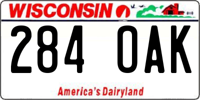 WI license plate 284OAK
