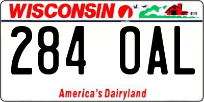 WI license plate 284OAL