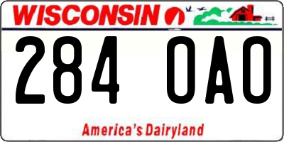 WI license plate 284OAO