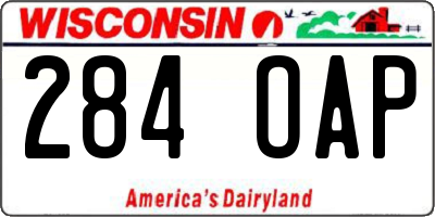 WI license plate 284OAP