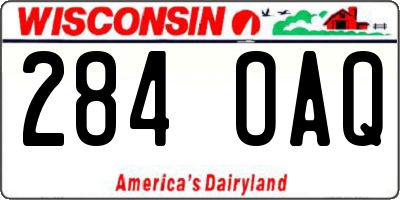 WI license plate 284OAQ