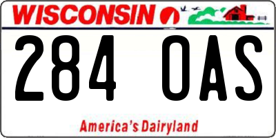 WI license plate 284OAS