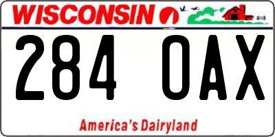 WI license plate 284OAX