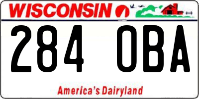WI license plate 284OBA