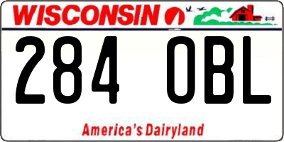 WI license plate 284OBL