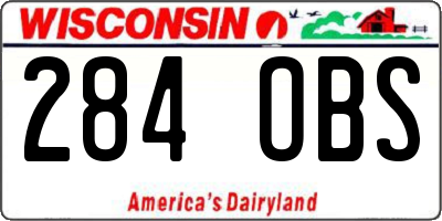 WI license plate 284OBS