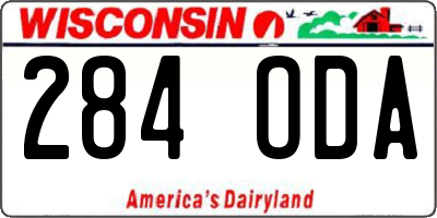 WI license plate 284ODA