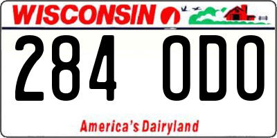 WI license plate 284ODO