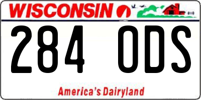 WI license plate 284ODS