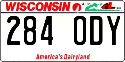 WI license plate 284ODY