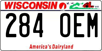 WI license plate 284OEM