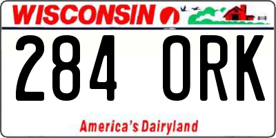 WI license plate 284ORK