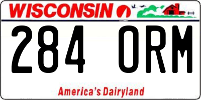 WI license plate 284ORM