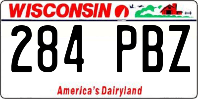 WI license plate 284PBZ