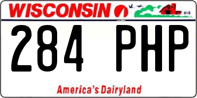WI license plate 284PHP