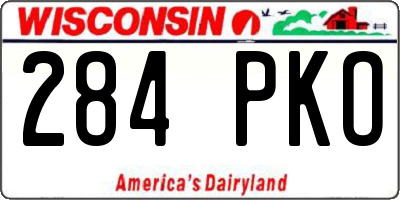 WI license plate 284PKO