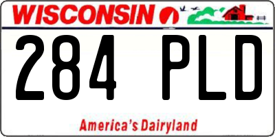WI license plate 284PLD