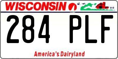 WI license plate 284PLF