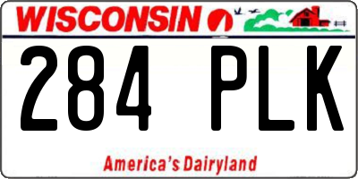 WI license plate 284PLK