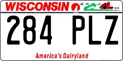 WI license plate 284PLZ