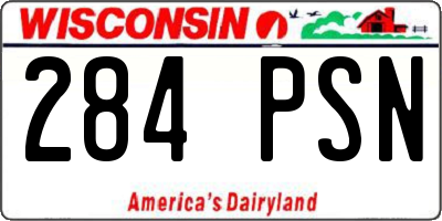 WI license plate 284PSN