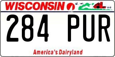 WI license plate 284PUR