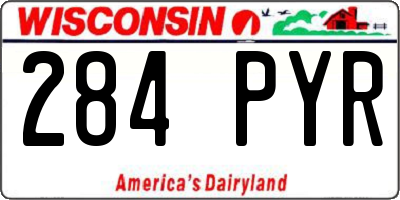 WI license plate 284PYR
