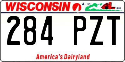 WI license plate 284PZT