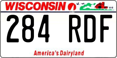 WI license plate 284RDF