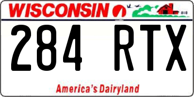 WI license plate 284RTX