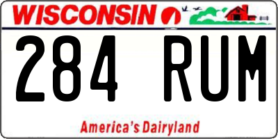 WI license plate 284RUM
