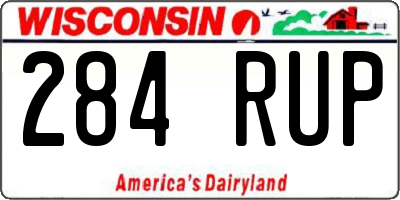 WI license plate 284RUP