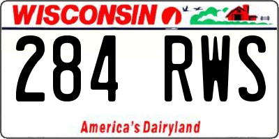 WI license plate 284RWS