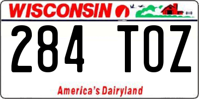 WI license plate 284TOZ