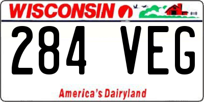 WI license plate 284VEG