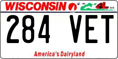 WI license plate 284VET