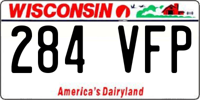 WI license plate 284VFP