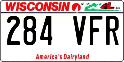 WI license plate 284VFR