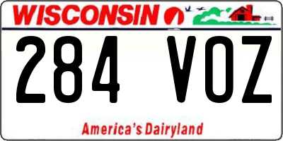 WI license plate 284VOZ