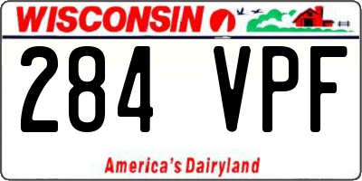 WI license plate 284VPF