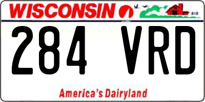 WI license plate 284VRD