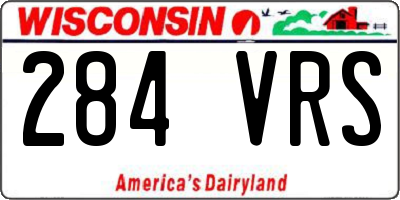 WI license plate 284VRS