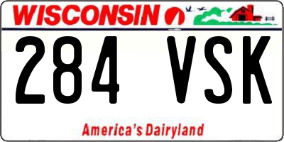 WI license plate 284VSK